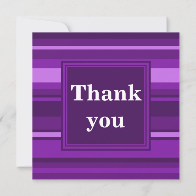 Cartão De Agradecimento Listras roxas monograma (Frente)