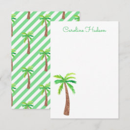 Cartão De Agradecimento Listras Verdes de Aquarela Palmeiras