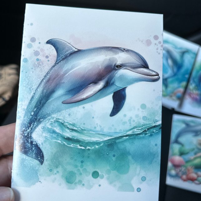 Cartão De Agradecimento Litoral sob o golfinho marinho (Dolphin Blank Notecard Stationery)
