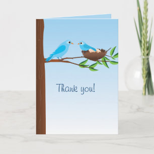Cartão De Agradecimento Little Blue Bird Baby Shower Thank You Card