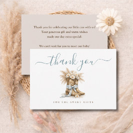 Cartão De Agradecimento Little Cowboy Elegant Blue Bow Boy Baby Shower