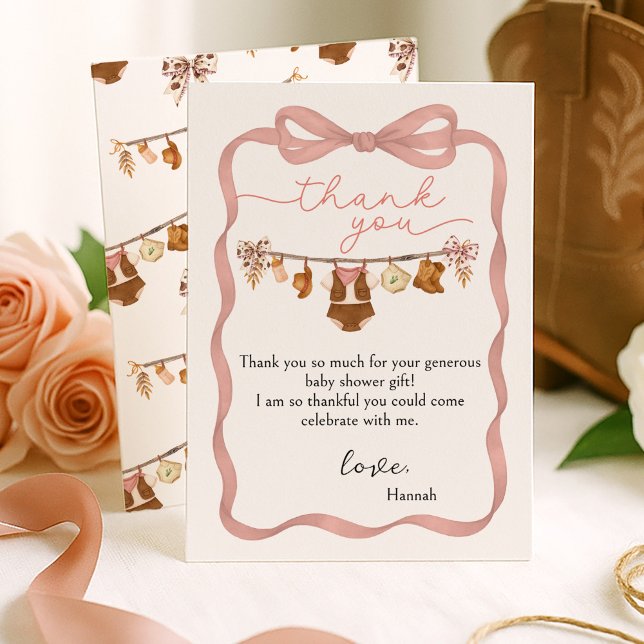 Cartão De Agradecimento Little Cowgirl Baby Shower Photo Thank You Card  (Criador carregado)