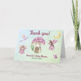 Cartão De Agradecimento Little Fairy Baby Shower Thank you for coming 