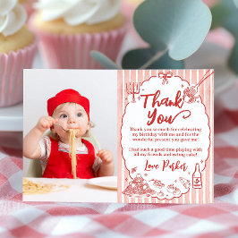 Cartão De Agradecimento Little Meatball Pasta Birthday Party Photo