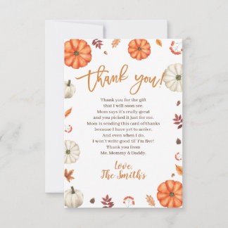 Cartão De Agradecimento Little Pumpkin Baby Shower Thank You Cards