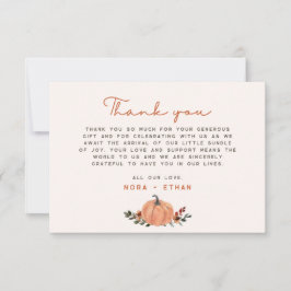 Cartão De Agradecimento Little Pumpkin Fall Wildflower Pattern Baby Shower