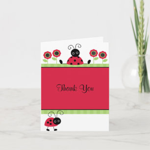 Cartão De Agradecimento Little Red Ladybugs Thank You Note Card