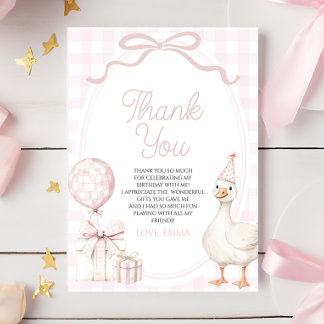 Cartão De Agradecimento Little Silly Goose Pink Birthday Party