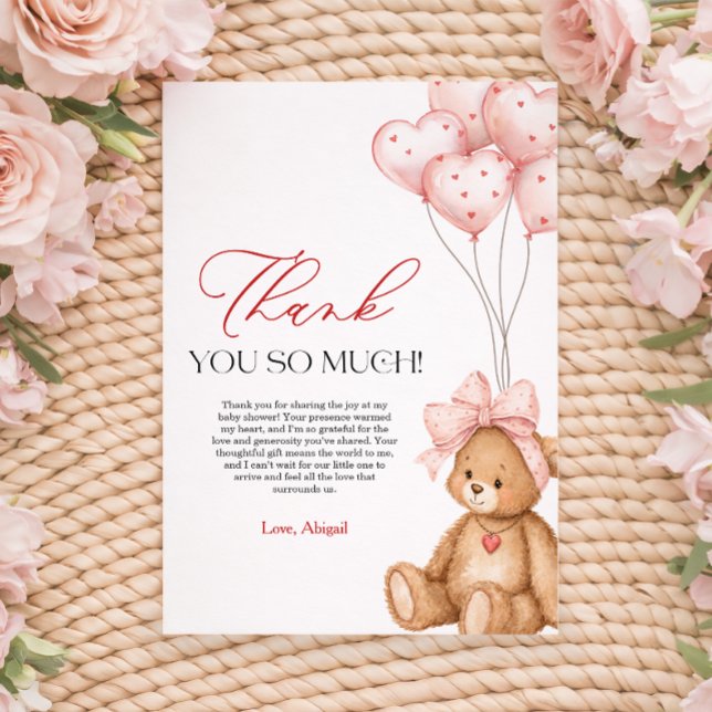 Cartão De Agradecimento Little Sweetheart Valentine Baby Shower (Little Sweetheart Valentine Baby Shower Thank You Card)