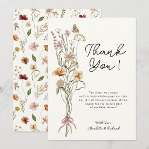 Cartão De Agradecimento Little Wildflower Girl Chá de fraldas