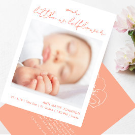 Cartão De Agradecimento Little Wildflower Pink Handwritten New Baby
