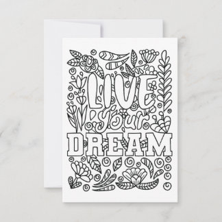 Cartão De Agradecimento Live Your Dream Color Your Own Card