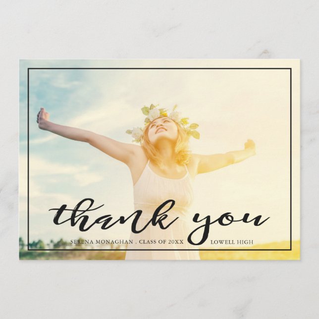 Cartão De Agradecimento Livre e focado | Graduação Obrigado | Escuro (Frente)