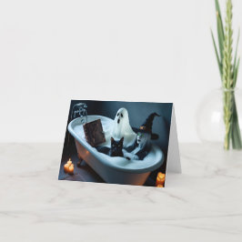 Cartão De Agradecimento Livro de Leitura Fantasma na Banheira e Bolha de G