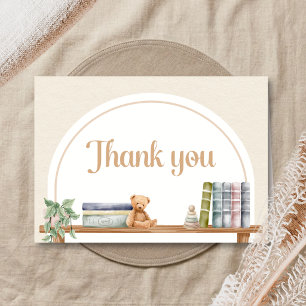 Cartão De Agradecimento Livros de Bebê e Brunch Urso Chá de Bebê