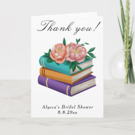 Cartão De Agradecimento Livros Obrigada Chuveiro de Noiva Floral