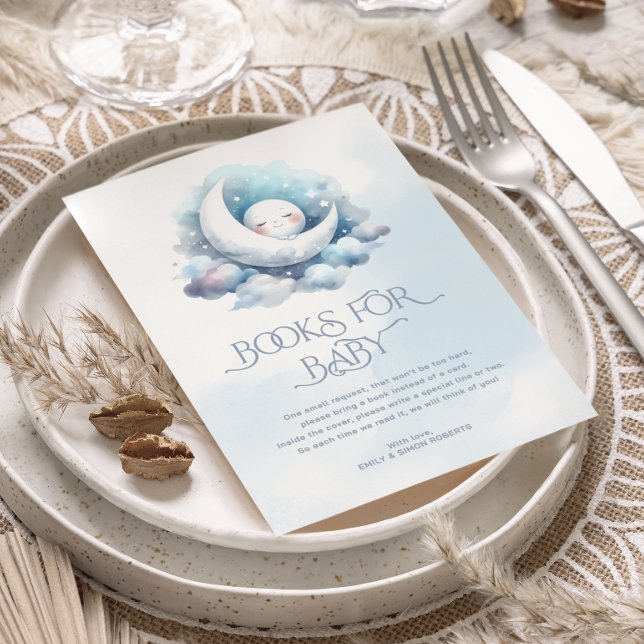 Cartão De Agradecimento Livros Para Bebê Elegante Típica Crescente Lua (Criador carregado)