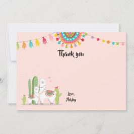 Cartão De Agradecimento Llama Chá Fiesta Cactus Mexicano