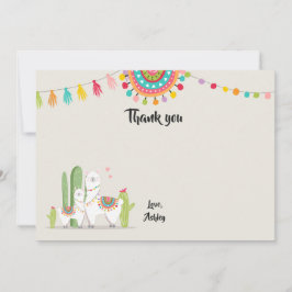 Cartão De Agradecimento Llama Chá Fiesta Cactus Mexicano