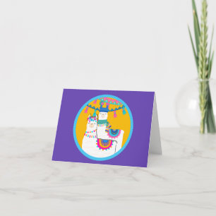 Cartão De Agradecimento Llama Roxo Azul Amarelo Colorido Obrigado