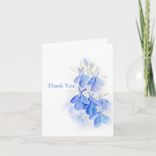 Cartão De Agradecimento Lobelia art blue flower wedding thank you card