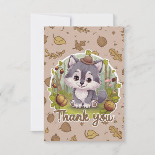 Cartão De Agradecimento Lobo Bonito Whimsical