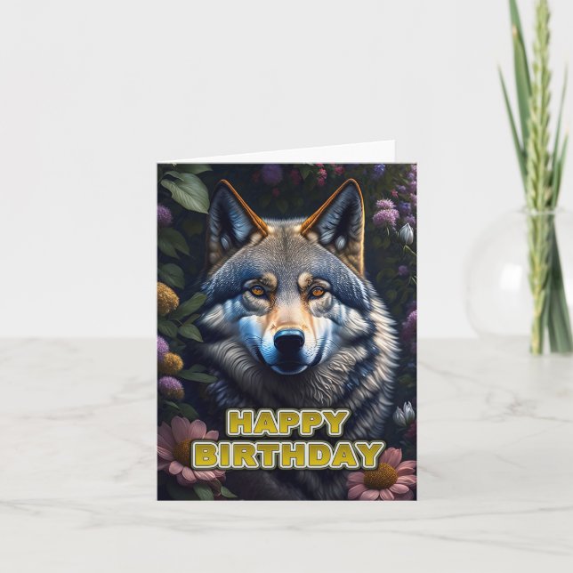 Cartão De Agradecimento lobo de aniversário (Frente)