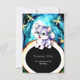 Cartão De Agradecimento Lobo de Aniversário com Charme Simples