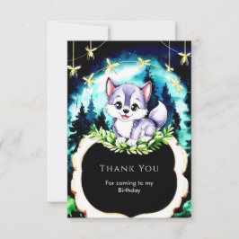 Cartão De Agradecimento Lobo de Aquarela Personalizado de Aniversário