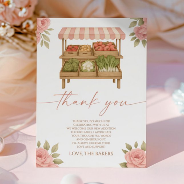 Cartão De Agradecimento Locally Grown Baby Farmer's Market Baby Shower (Criador carregado)