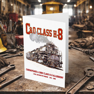 Cartão De Agradecimento Locomotiva a Vapor C&O Classe H-8 2-6-6-6 Alleghen
