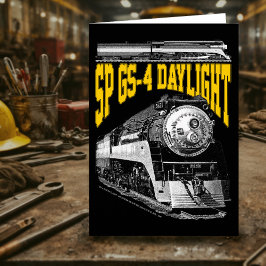 Cartão De Agradecimento Locomotiva a Vapor SP GS-4 em Luz do Dia. Trem 444