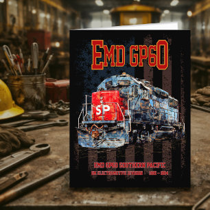 Cartão De Agradecimento Locomotiva diesel EMD GP60 e bandeira americana