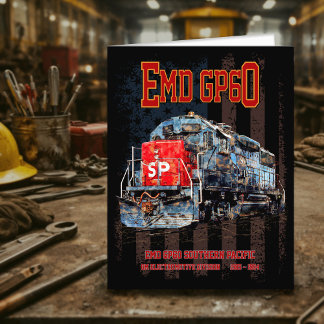 Cartão De Agradecimento Locomotiva diesel EMD GP60 e bandeira americana