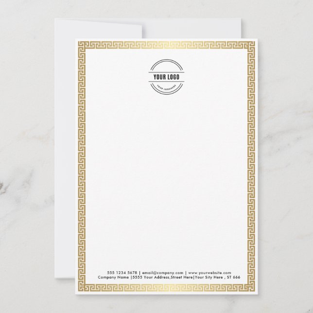 Cartão De Agradecimento Logotipo comercial | Fronteira Dourada mínima mode (Frente)