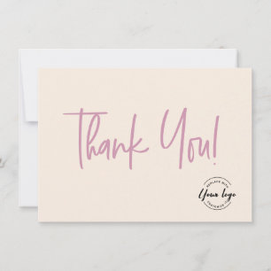 Cartão De Agradecimento Logotipo da Empresa Preto Pink Cream Obrigado Soci
