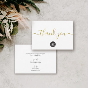 Cartão De Agradecimento Logotipo da Empresa Social Gold Preto pequeno