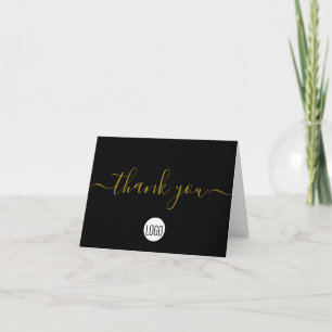 Cartão De Agradecimento Logotipo da Simple Business Company Social Gold Bl