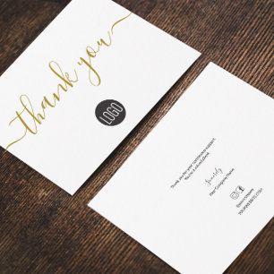 Cartão De Agradecimento Logotipo da Simple Business Company Social Gold Bl