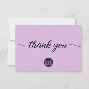Cartão De Agradecimento Logotipo de empresa roxo lavanda Cliente Obrigado