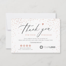 Cartão De Agradecimento logotipo de negócio simples de script glitter rosa