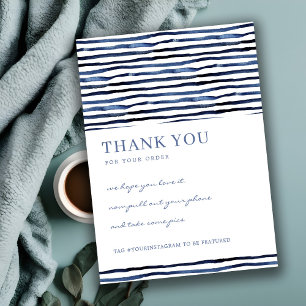 CARTÃO DE AGRADECIMENTO LOGOTIPO DE NEGÓCIOS DE PADRÃO DE FITAS AZUIS DE