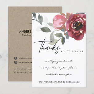 CARTÃO DE AGRADECIMENTO LOGOTIPO DE NEGÓCIOS FLORAL DA ROSA VERMELHA MARS