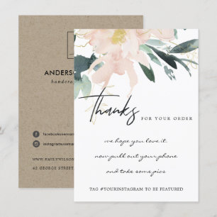 CARTÃO DE AGRADECIMENTO LOGOTIPO DE NEGÓCIOS FLORAL DOURADO SEM NEGÓCIOS