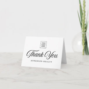 Cartão De Agradecimento Logotipo de Negócios Personalizado Minimalista Ele