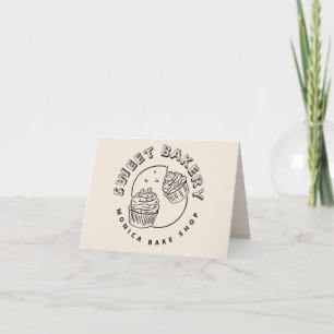 Cartão De Agradecimento Logotipo de Padaria Doce Vintage