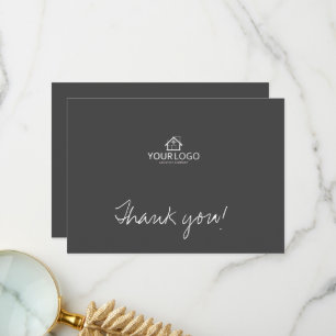 Cartão De Agradecimento Logotipo de texto personalizado corporativo da emp