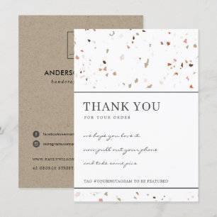 CARTÃO DE AGRADECIMENTO LOGOTIPO EMPRESARIAL TERRAZZZO CERAMIC PATTERING