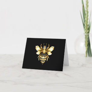 Cartão De Agradecimento Logotipo Faux Gold Foil Polygonal da Abelha em Pre
