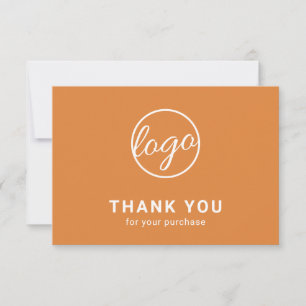 Cartão De Agradecimento Logotipo Laranja Simples Personalizado